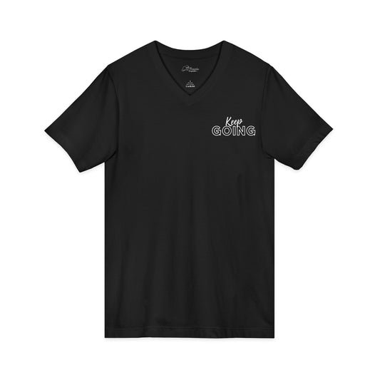 LOTK Motivational V-Neck Tee, Keep Going Inspirational Shirt, Unisex Reminder Tee
