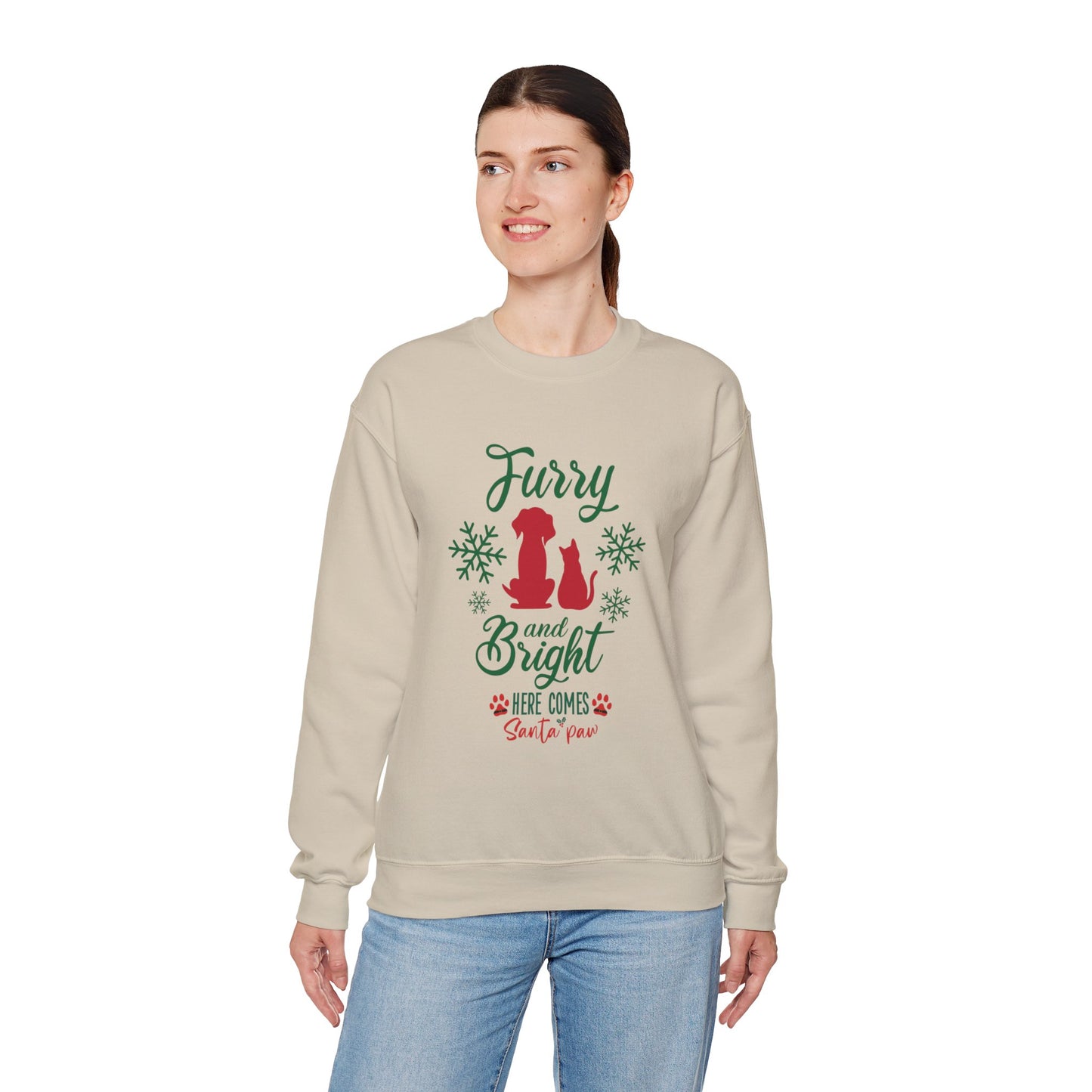 Furry and Bright Christmas. Unisex Heavy Blend™ Crewneck Sweatshirt