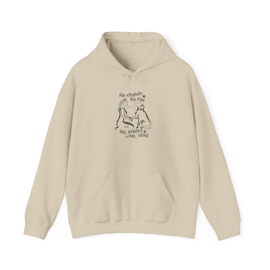 Her Strength My Paw Her Journey Our Story Dog. Unisex Heavy Blend™ Hooded Sweatshirt