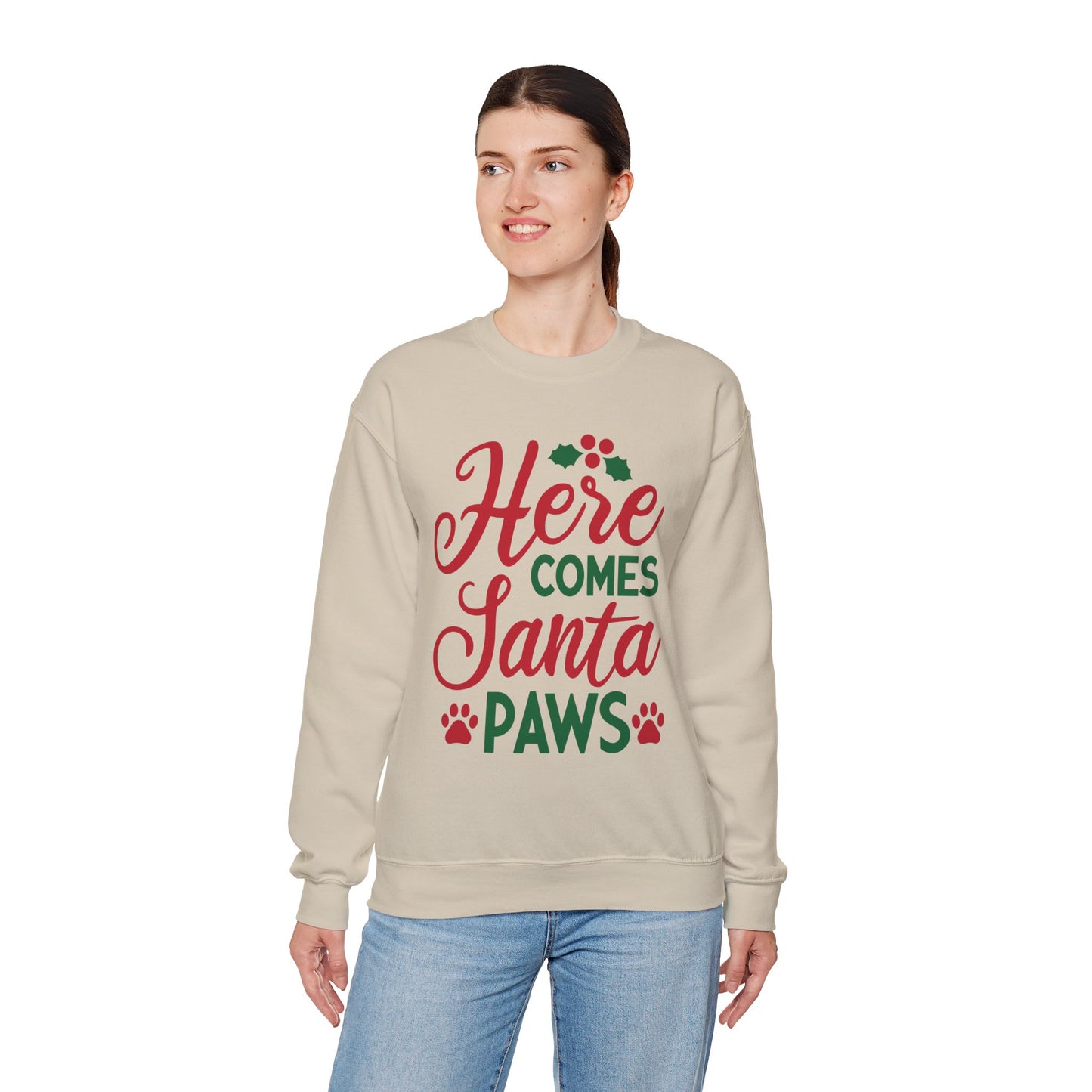 Here Comes Santa Paws Sweatshirt Unisex Heavy Blend™ Crewneck Sweatshirt