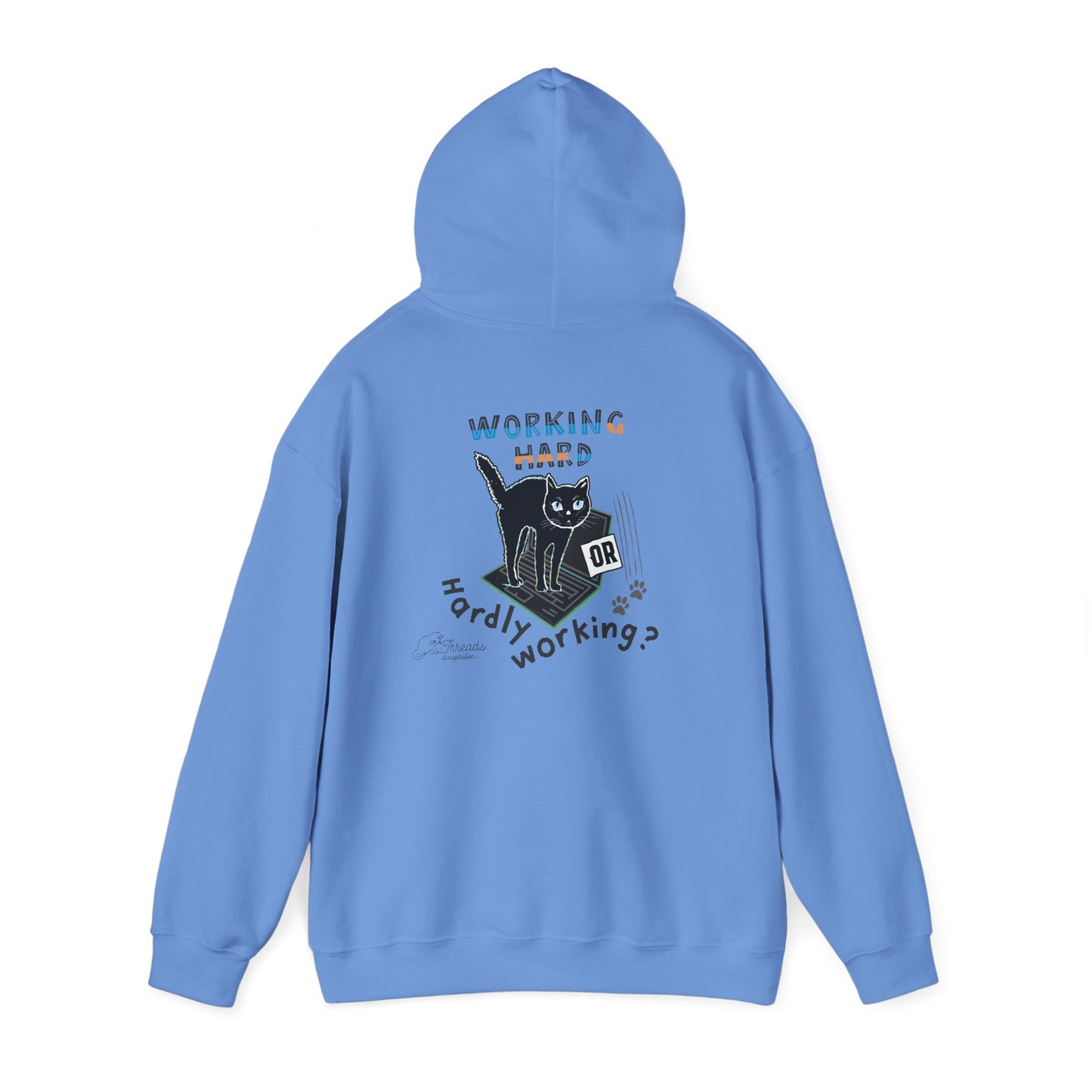 Working Hard Hardly Working Cat Hoodie. Unisex Heavy Blend™ Hooded Sweatshirt