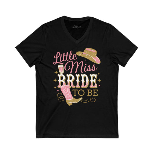 Little Miss Bride T-shirt. Unisex Jersey Short Sleeve V-Neck Tee
