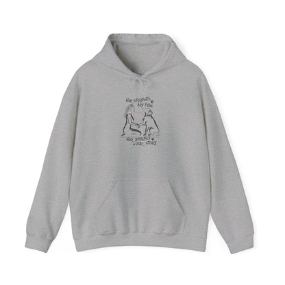 Her Strength My Paw Her Journey Our Story Dog. Unisex Heavy Blend™ Hooded Sweatshirt