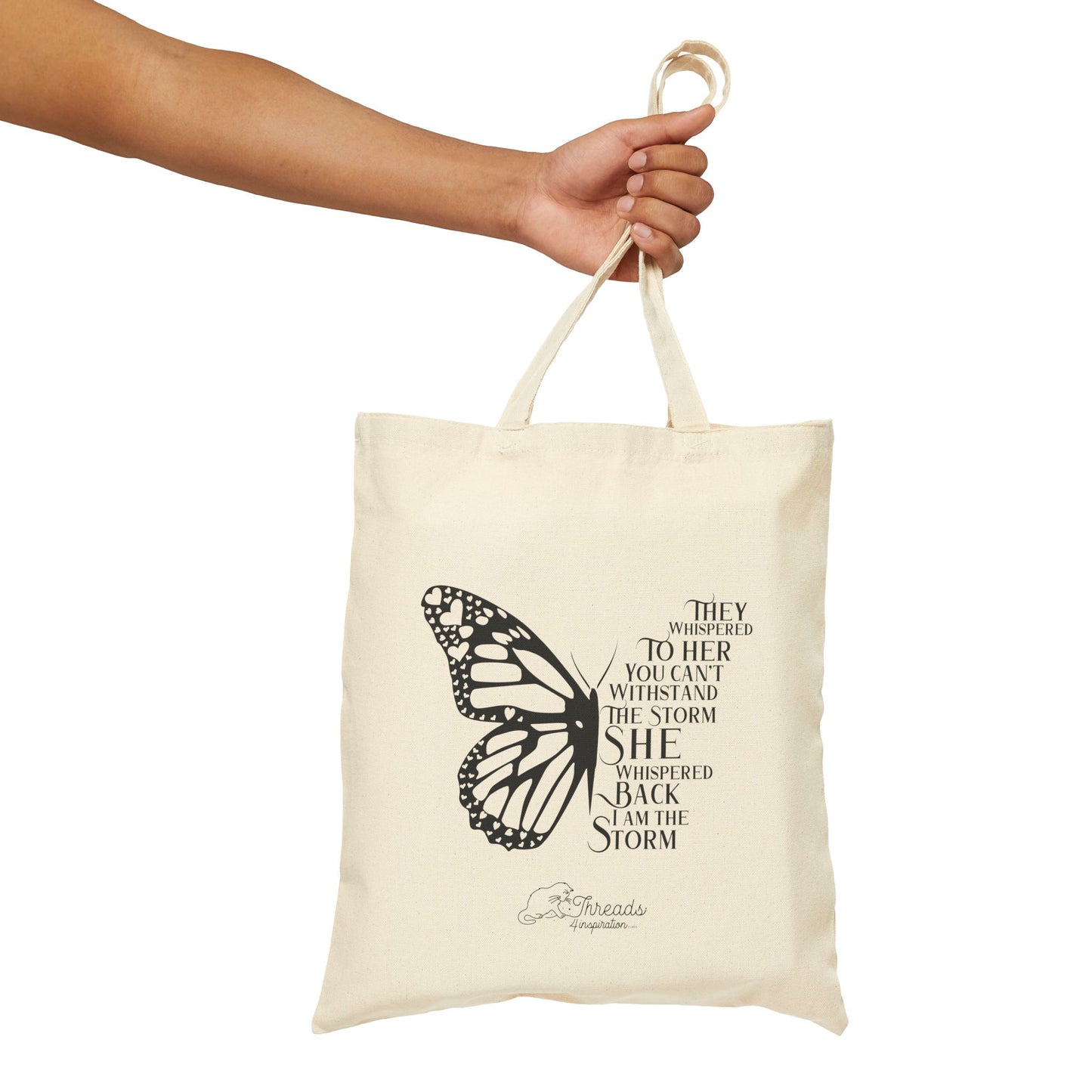 She Whispered I am the Storm Bag. Cotton Canvas Tote Bag