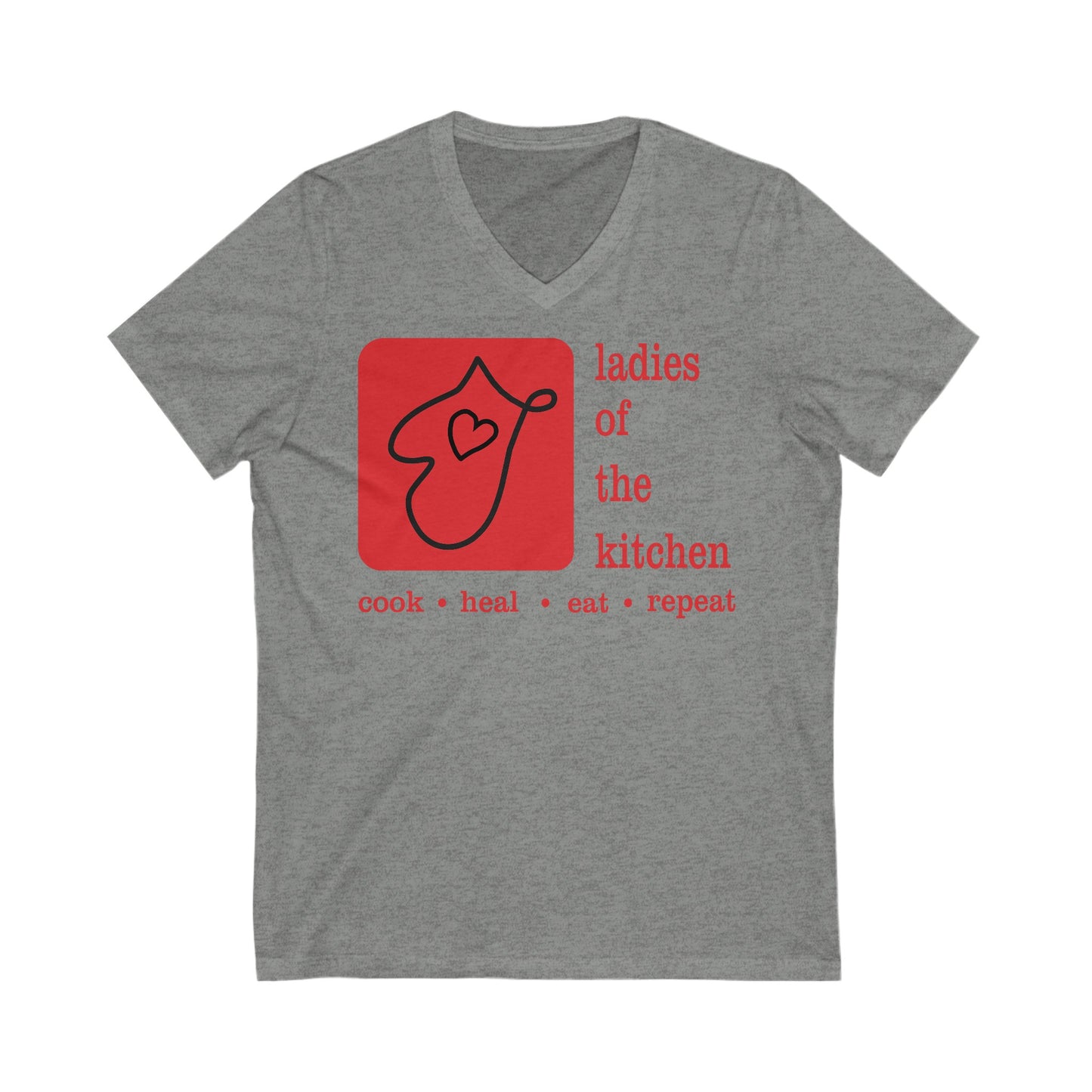 Ladies Of The Kitchen V-Neck T-shirt. Unisex Jersey Short Sleeve V-Neck Tee