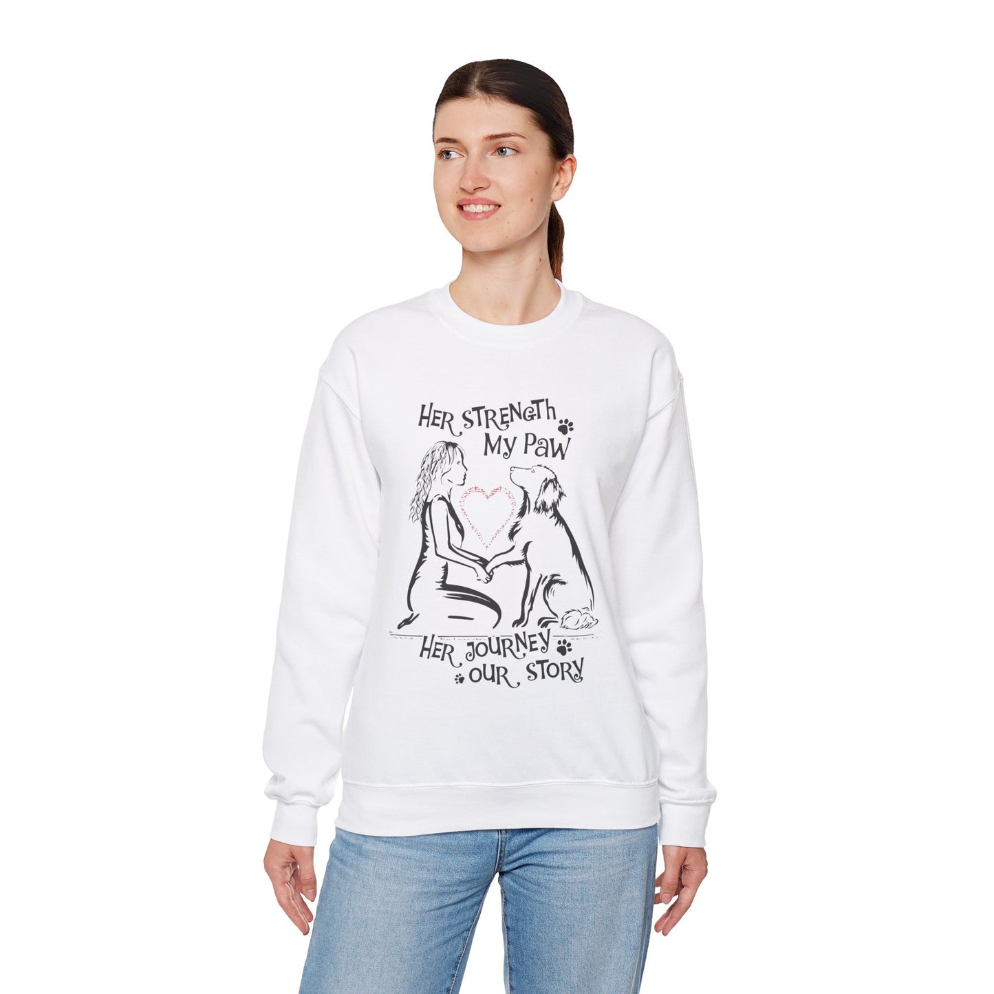 Her Strength My Paw Her Journey Our Story Dog Sweat shirt. Unisex Heavy Blend™ Crewneck Sweatshirt