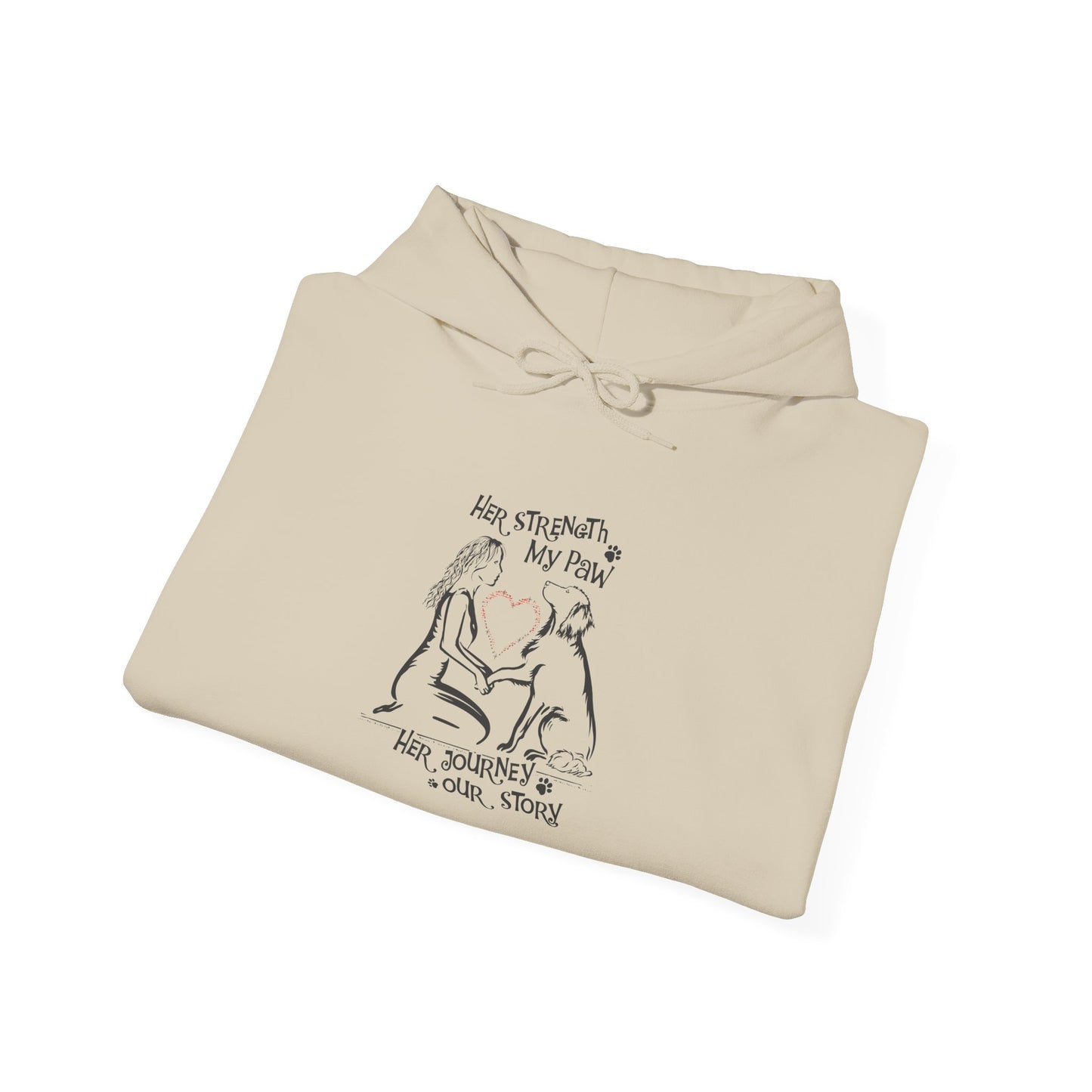 Her Strength My Paw Her Journey Our Story Dog. Unisex Heavy Blend™ Hooded Sweatshirt