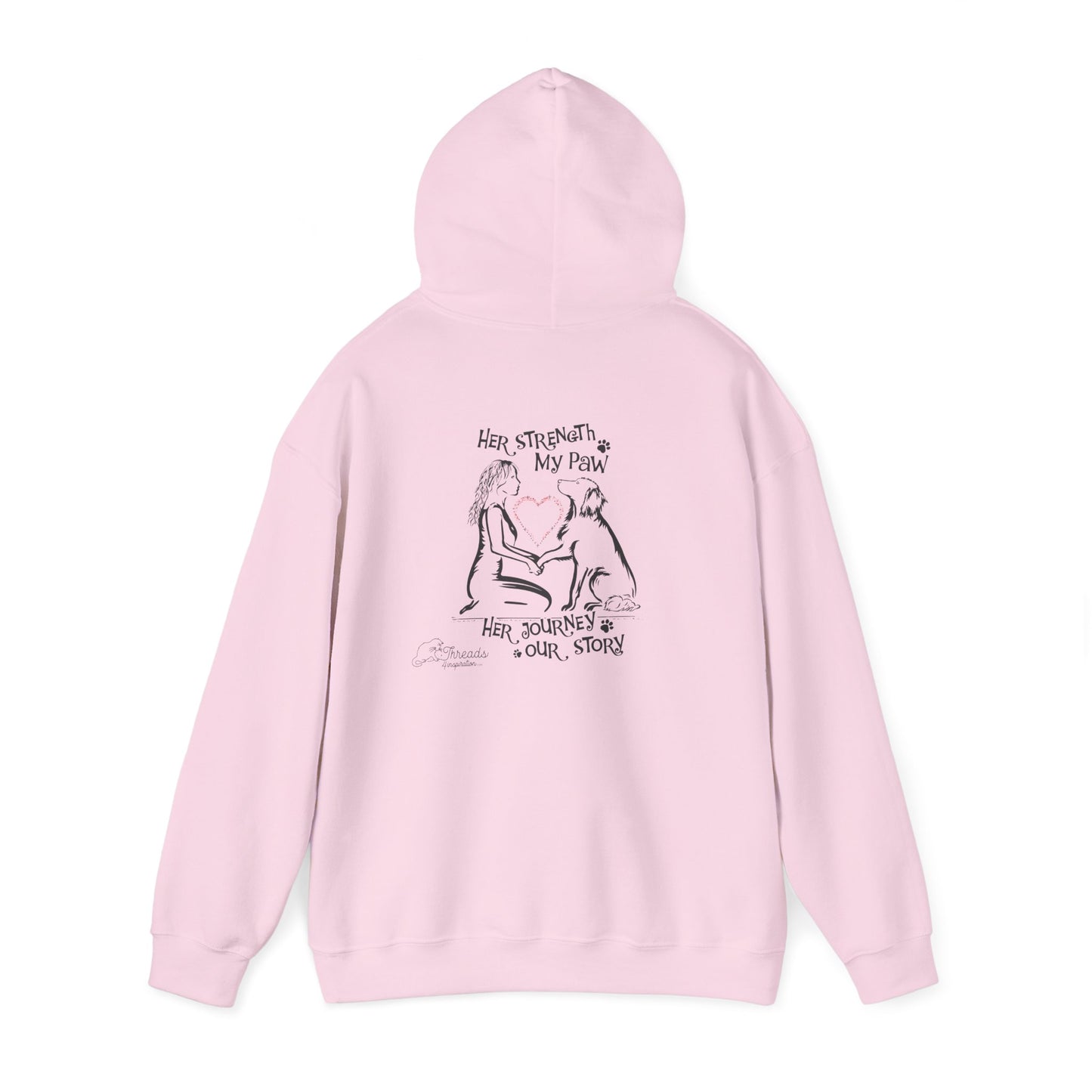 Her Strength My Paw Her Journey Our Story Dog. Unisex Heavy Blend™ Hooded Sweatshirt