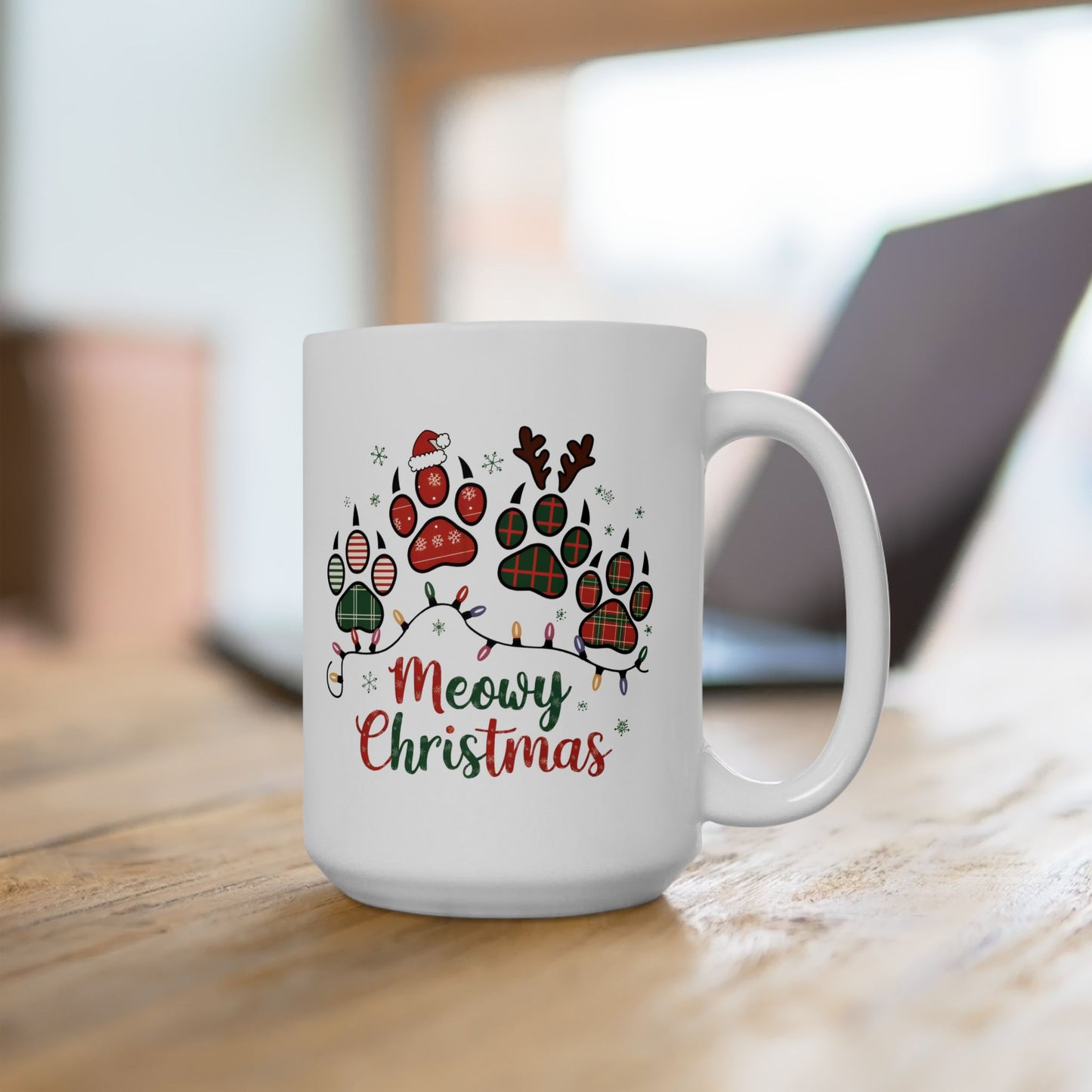 Meowy Christmas Xmas Coffee Mug. Ceramic Mug, (11oz, 15oz)