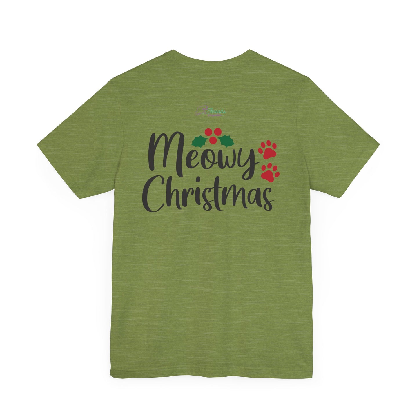 Meowy Catmas Christmas Cat T-Shirt. Unisex Jersey Short Sleeve Tee