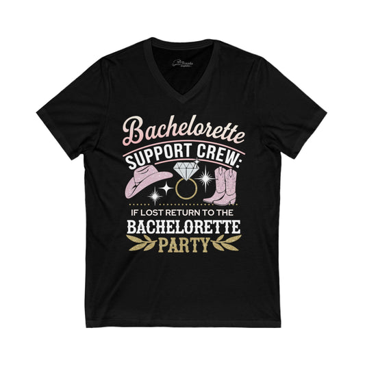 Bachelorette Bridal Party T-shirt. Unisex Jersey Short Sleeve V-Neck Tee