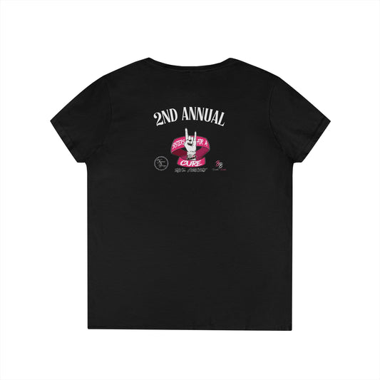 Sisters For A Cure. V-Neck Tee for Creative Souls, Customizable Graphic Shirt, Gift for Artists, Casual Wear, Everyday Fashion