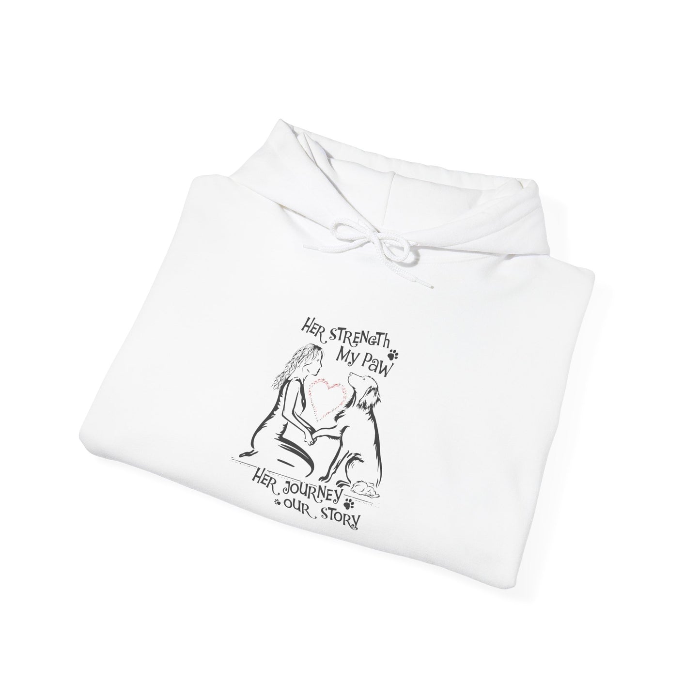 Her Strength My Paw Her Journey Our Story Dog. Unisex Heavy Blend™ Hooded Sweatshirt