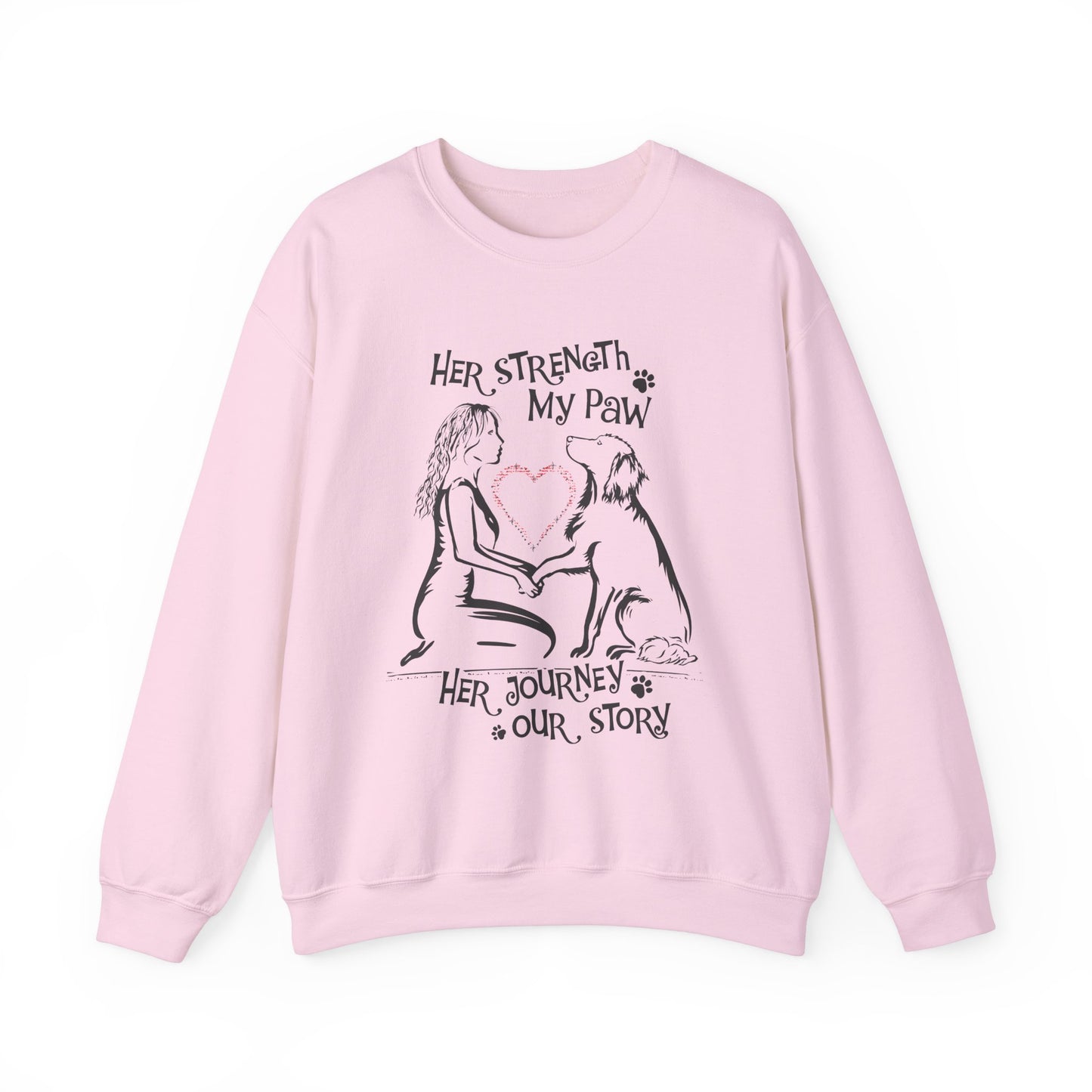 Her Strength My Paw Her Journey Our Story Dog Sweat shirt. Unisex Heavy Blend™ Crewneck Sweatshirt